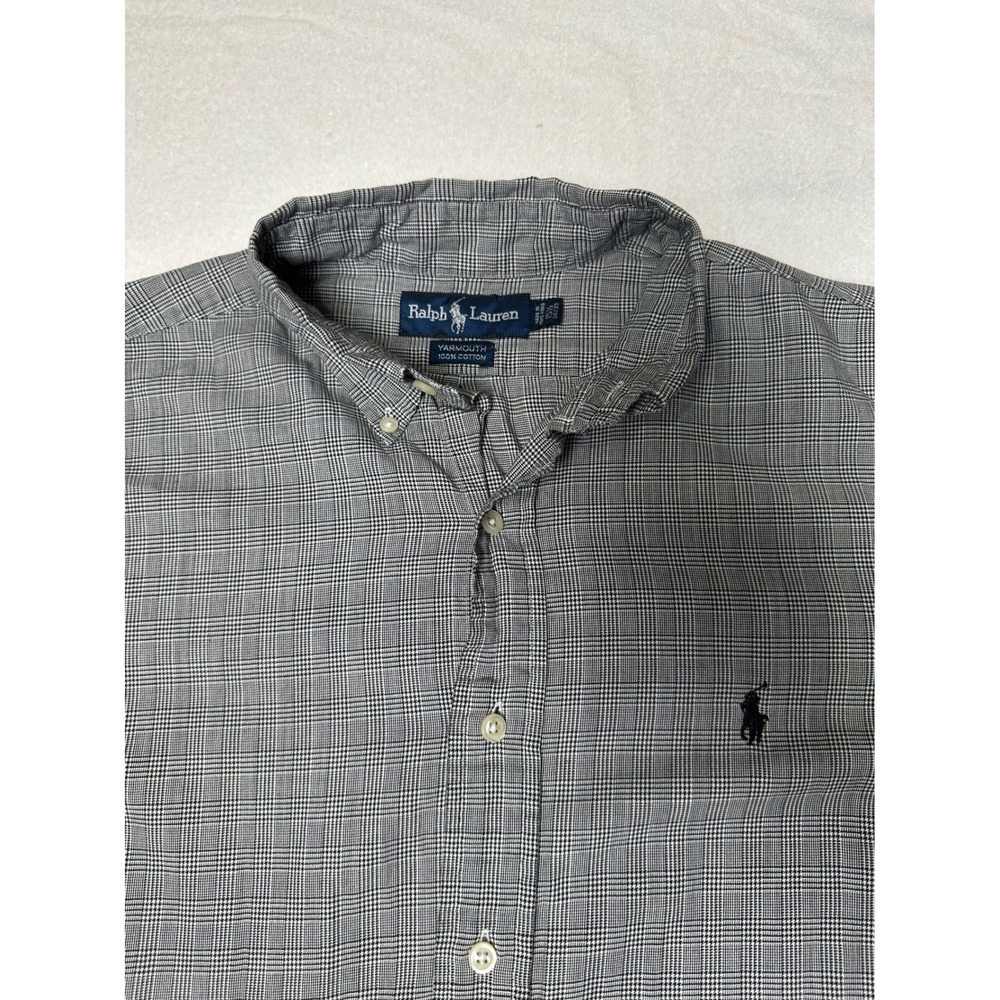 Ralph Lauren Yarmouth Mens Button Down Shirt Plaid Checkered Long Sleeve
